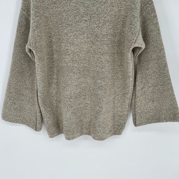 Zara Women's Bell Sleeve Mock Neck Knit Sweater Size XL Oatmeal Pullover Cozy - Picture 6 of 11